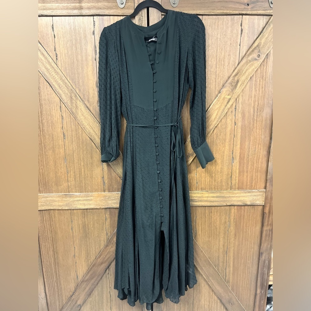Madewell Tie-Waist Midi Dress in Clip Dot True Black Size Small - Picture 5 of 9